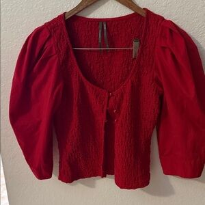 Elegant Red Textured Blouse